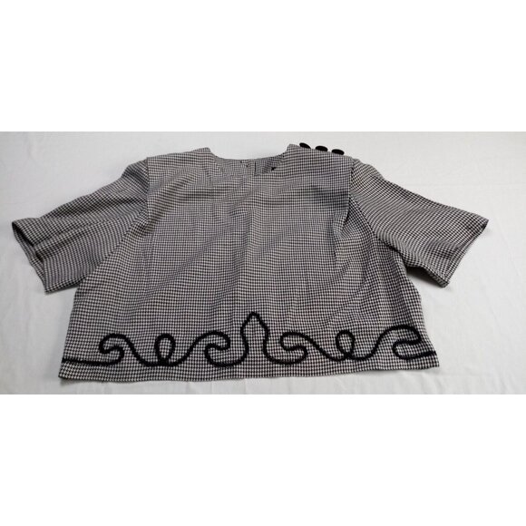 Positive Attitude Womens Plaid Black Short Sleeve Button Back Jacket Top Size 22 - Picture 1 of 14